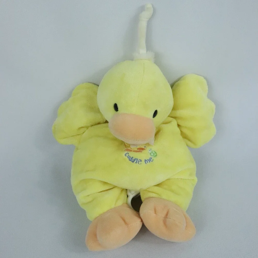 Tykes by Carters Yellow Cuddle Me Bow Duck Plush Musical Crib Pull Toy WORKS